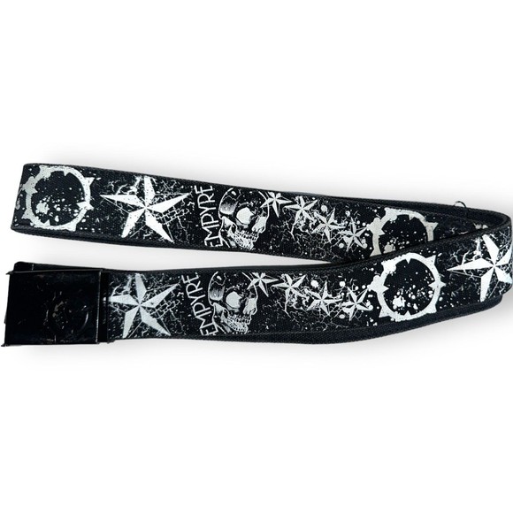 y2k Skater Belts Volcom Empyre Black Web Belts Snowboard Pants Belt Skull Grunge - Picture 12 of 16